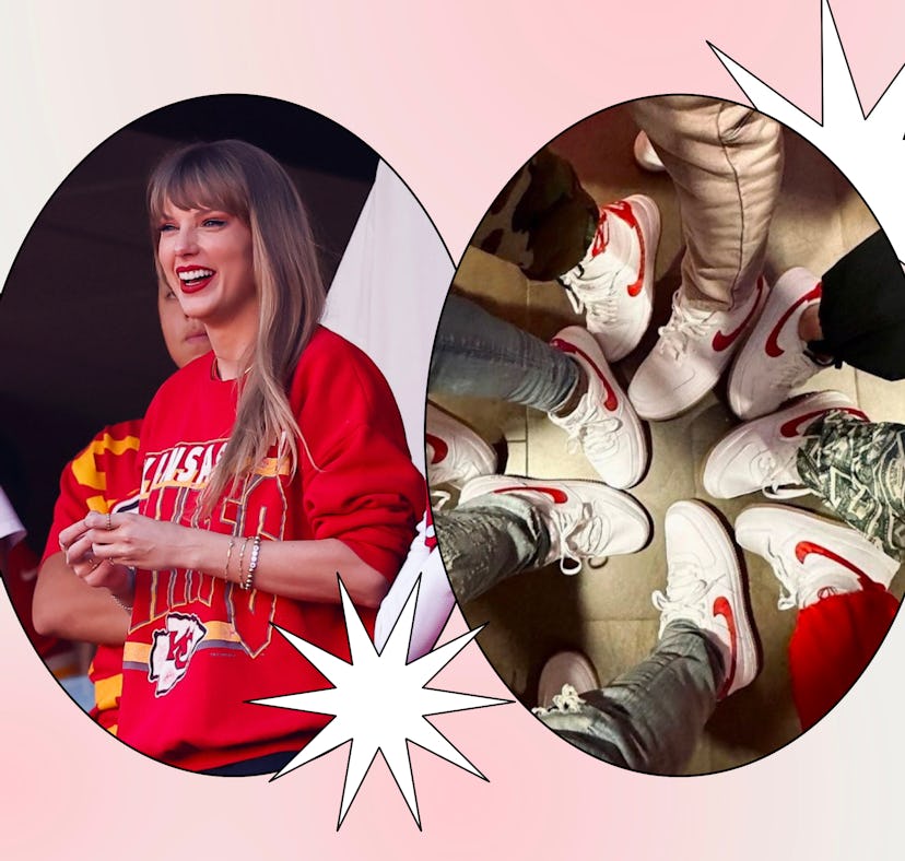 Taylor Swift at Chiefs game; Nike Air Force 1s