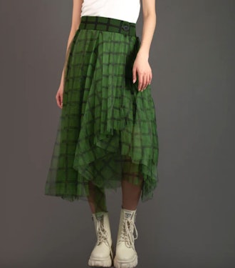 Kate Hewko Green Plaid Tulle Skirt