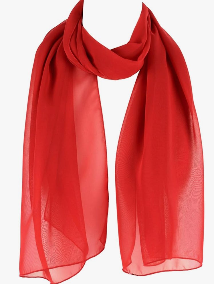 red chiffon sheer scarf