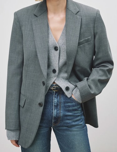 oversized grey blazer