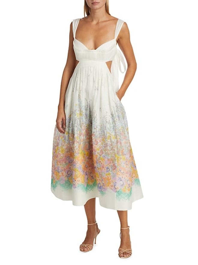 Silk-Blend Floral Bralette Maxi Dress
