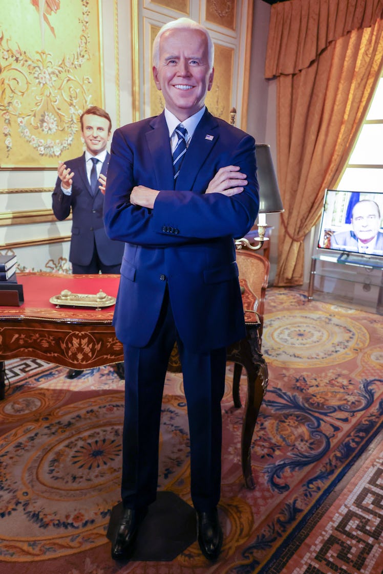 American President Joe Biden's wax figure is unveiled at Musee Grevin on May 18, 2021 in Paris, Fran...