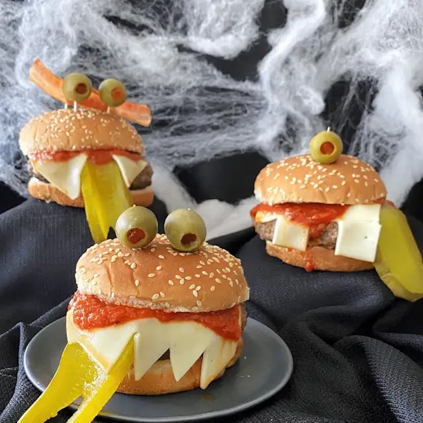 Monster chicken sandwiches, a cute Halloween lunch idea for kids