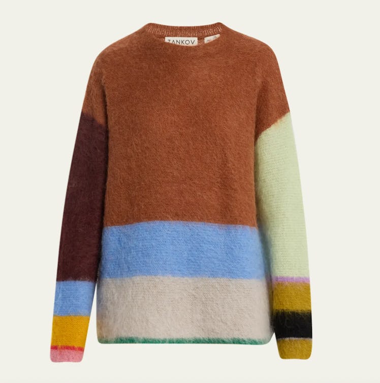 Jonny Colorblock Fuzzy Mohair Sweater