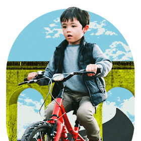 a child on a bike, which could make for a great family vacation