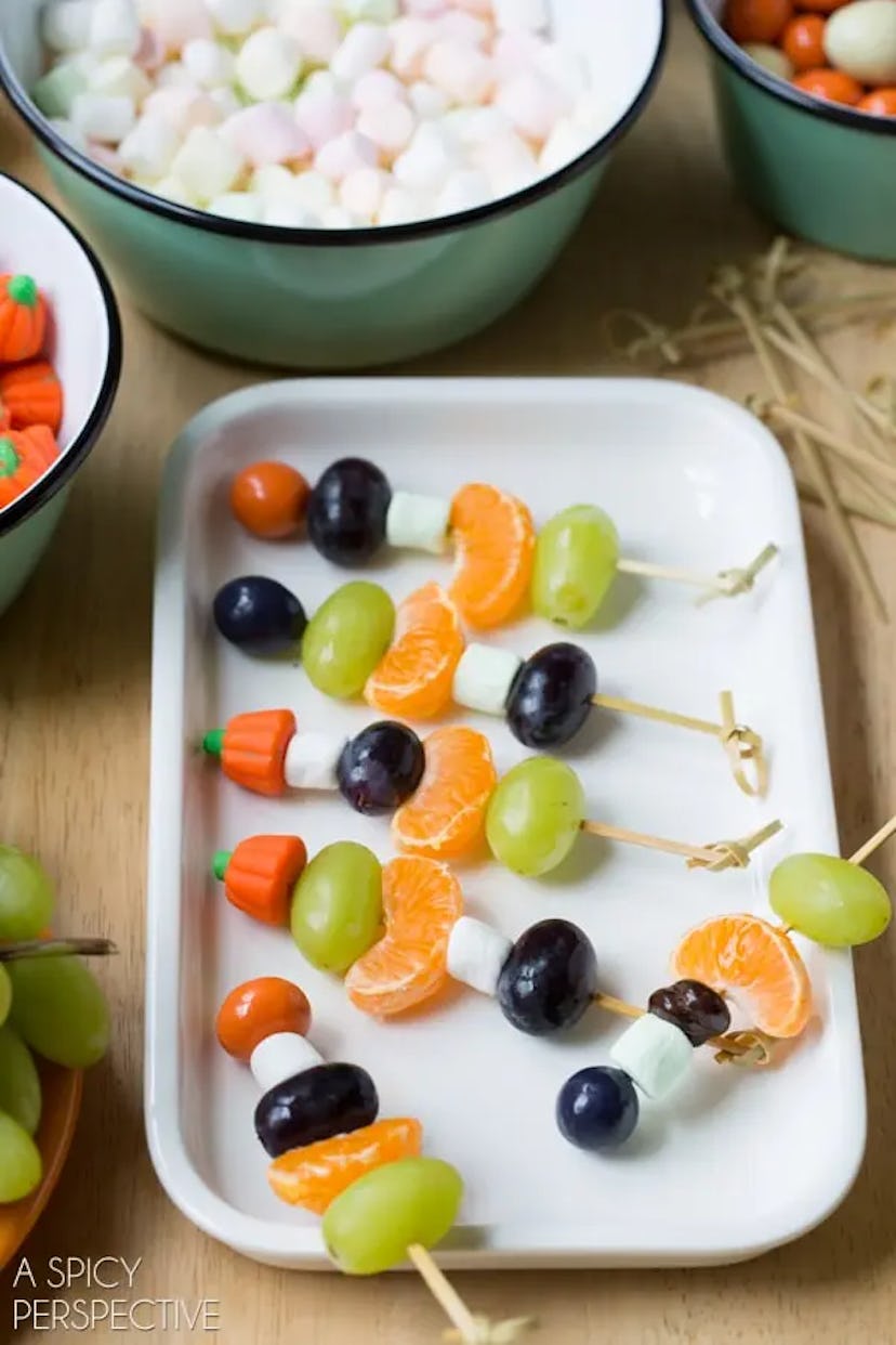 Halloween fruit skewers, one of many cute Halloween lunch ideas for kids