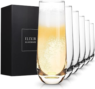ELIXIR GLASSWARE Stemless Champagne Flutes (6-Pack)