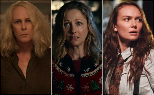 Laurie, Karen, and Allyson Strode represent three generations of "final girls" in the 'Halloween' mo...