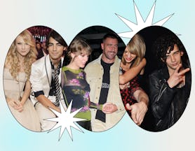 Taylor Swift and her 1989 boyfriends: Joe Jonas, Travis Kelce, and Matty Healy.