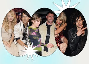 Taylor Swift and her 1989 boyfriends: Joe Jonas, Travis Kelce, and Matty Healy.