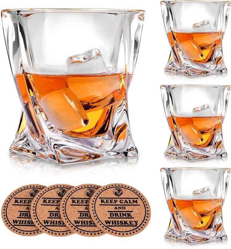 VACI GLASS Crystal Whiskey Glasses (Set of 4)