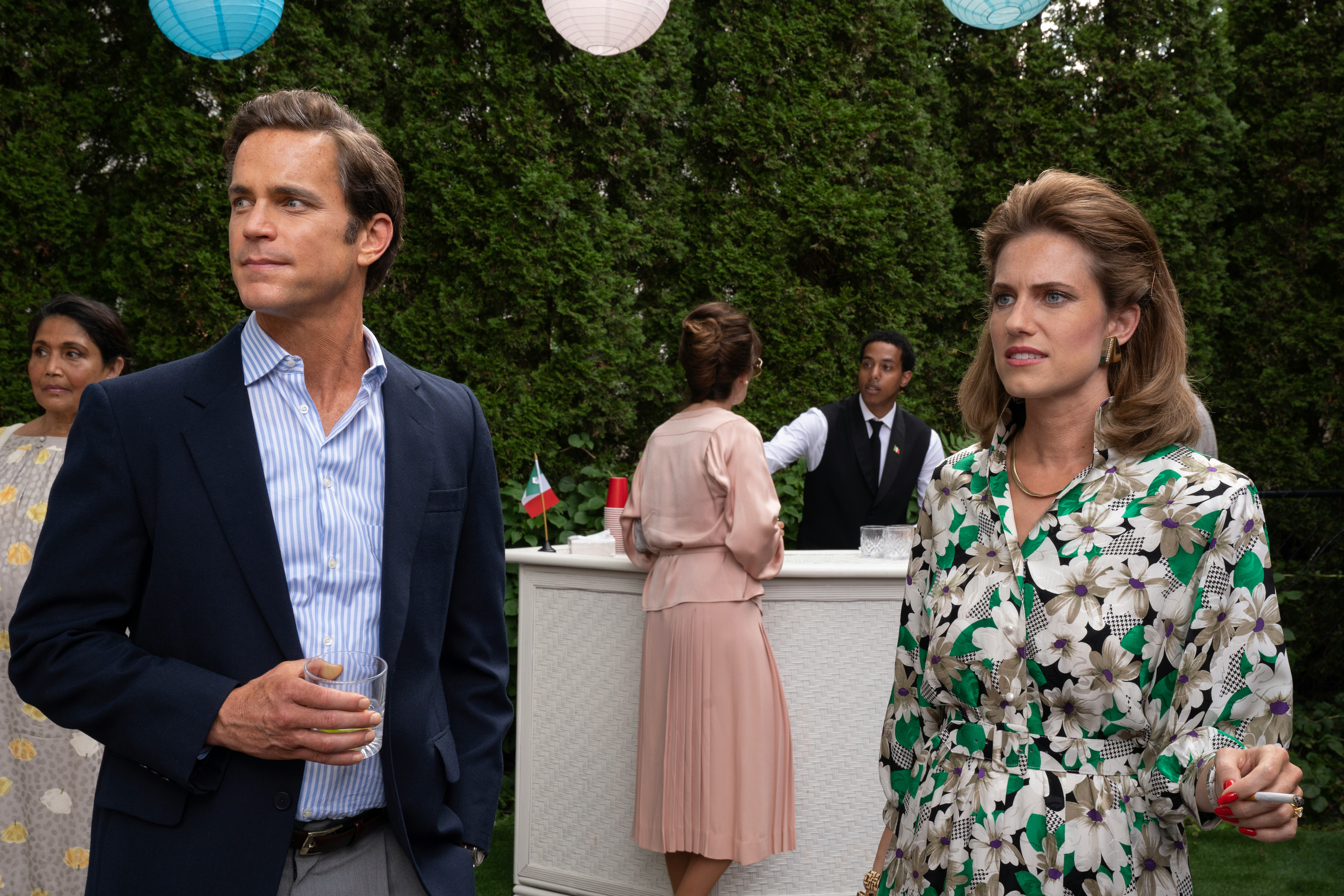 Matt Bomer as Hawkins “Hawk” Fuller and Allison Williams as Lucy in FELLOW TRAVELERS Episode 1, &ldquo;You&hellip;