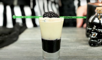 This 'Beetlejuice' shot is a great Halloween cocktail idea for your party. 