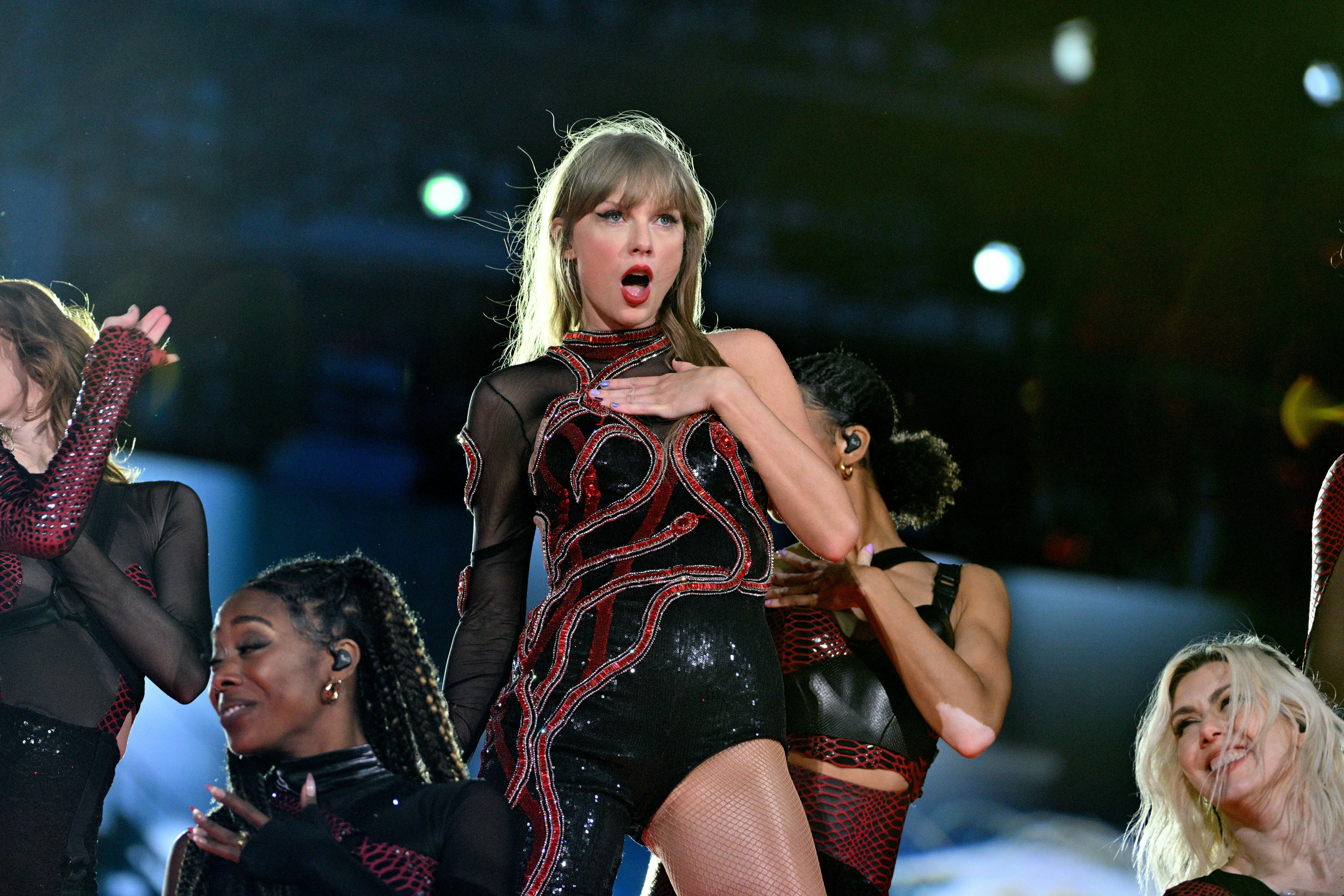 Taylor Swift performs onstage during the The Eras Tour.