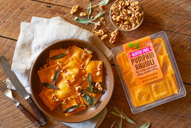 Pumpkin ravioli from Trader Joe's is a great gluten-free recipe for the fall.