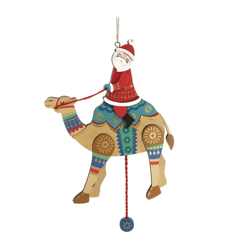 Pull-String Camel With Santa Wood Ornament