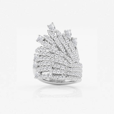 Pear Lab Grown Diamond Feather Cocktail Fashion Ring