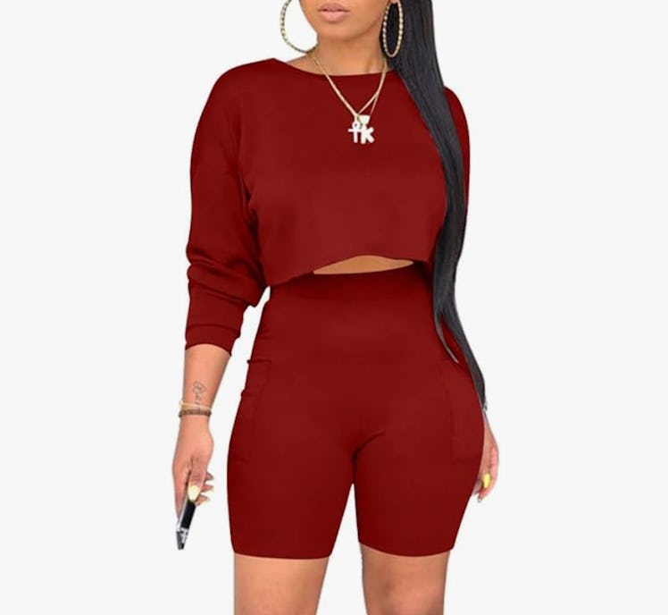 High Waist Biker Shorts Sets with Pockets