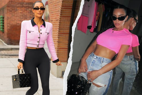 kim kardashian wears pink chanel tops and boxy top-handle bags
