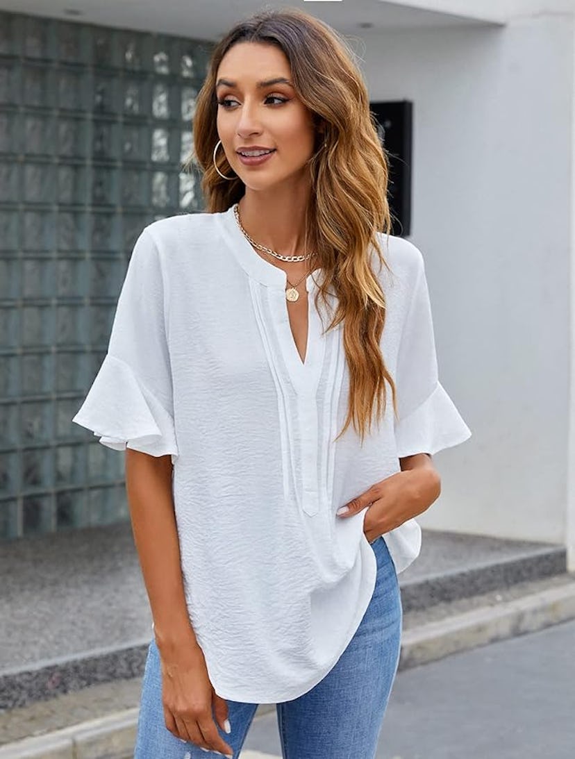 BMJL Chiffon Ruffle Sleeve Top