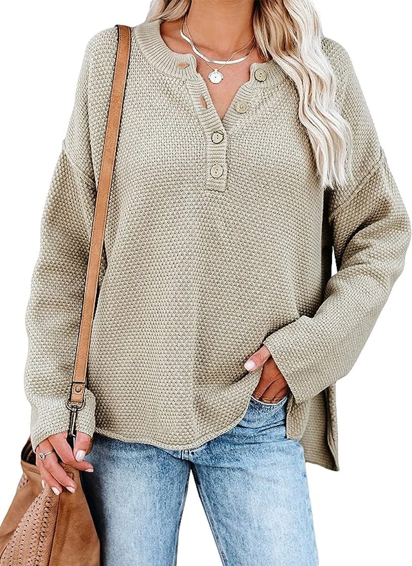 SHEWIN Waffle Knit Sweater