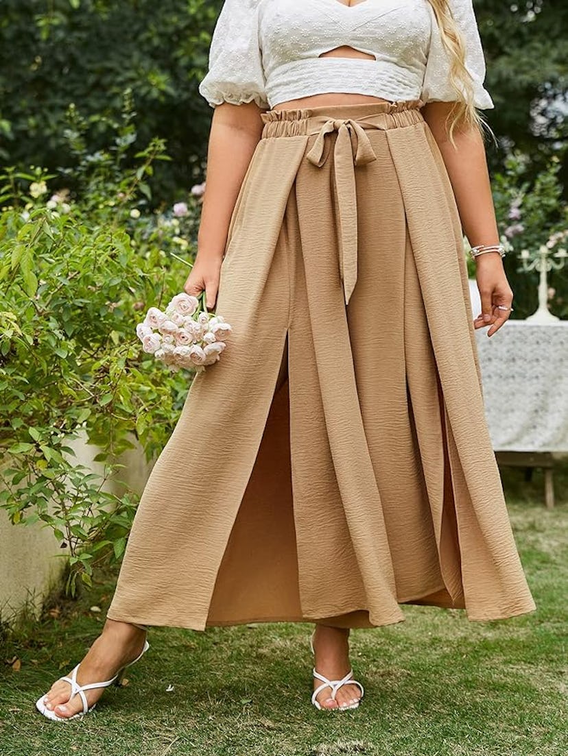 Simplee Apparel Belted Flowy Wide Leg Pants