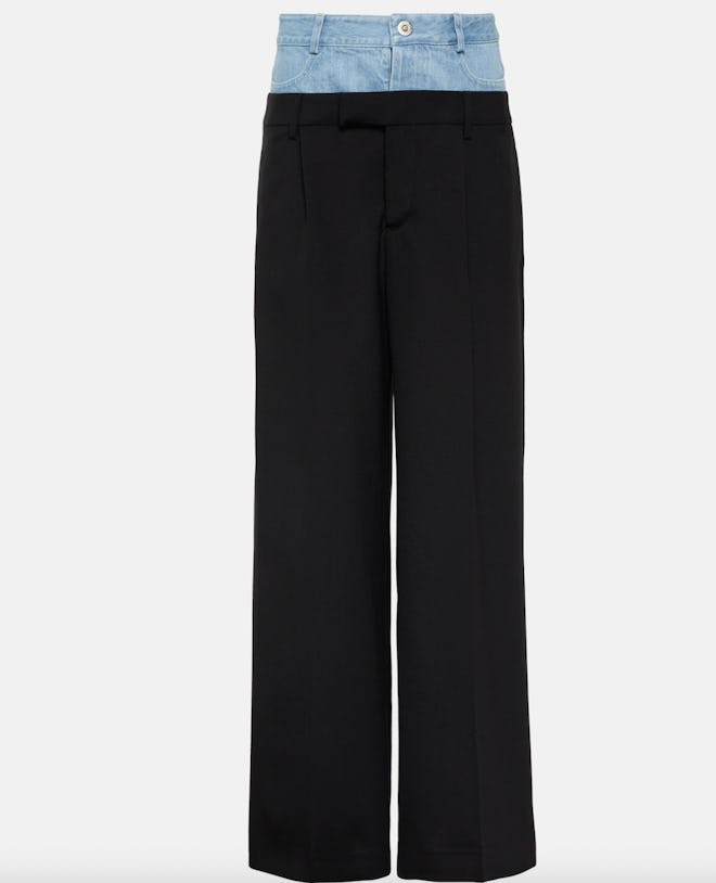 Dion Lee Low-rise Wool and Denim Wide-leg Pants