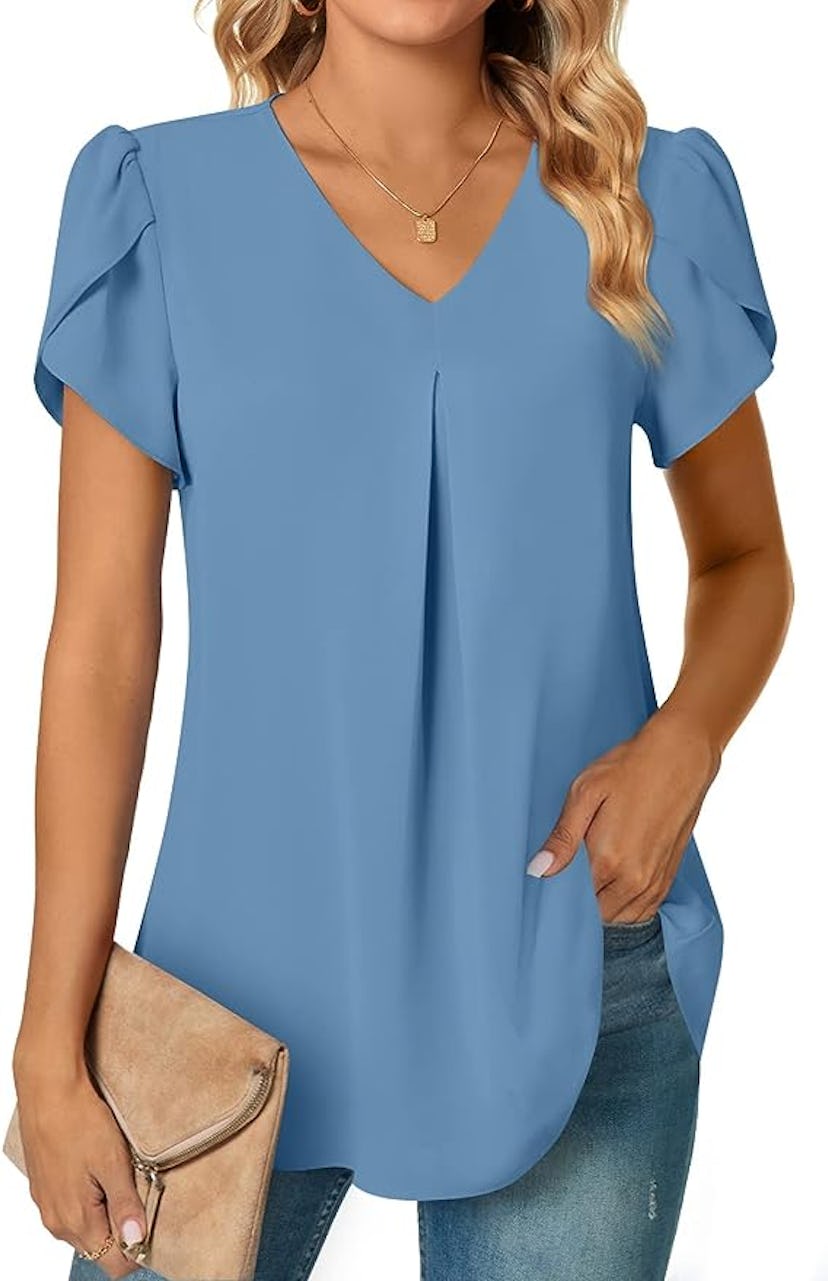 Anyally V Neck Chiffon Blouse