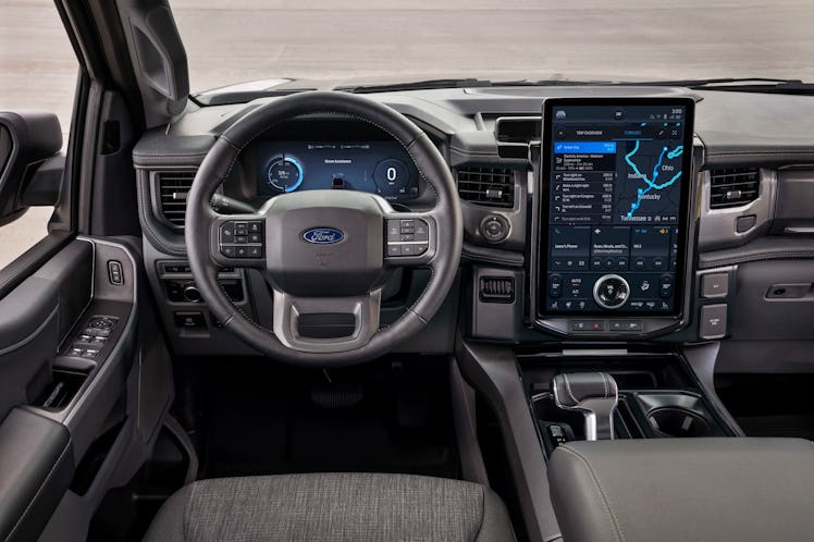 Interior of Ford F-150 Lightning F-150 Flash electric pickup truck.