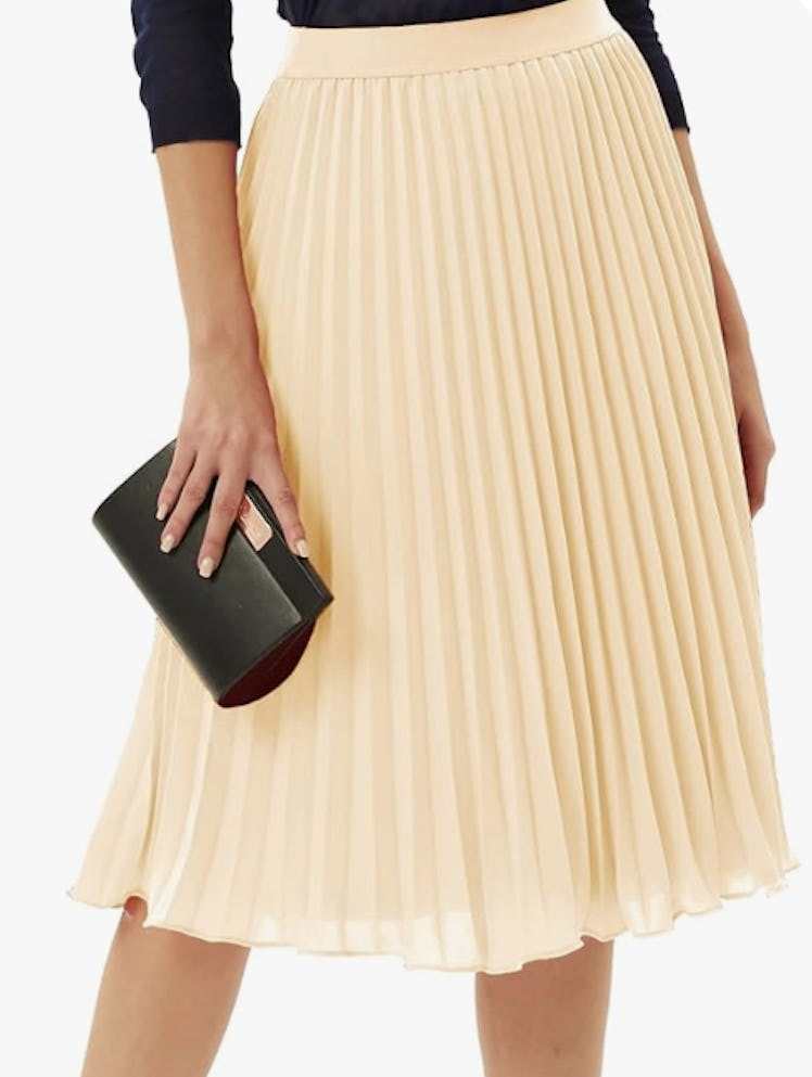 GRACE KARIN Elastic Waist Pleated Chiffon Skirt 