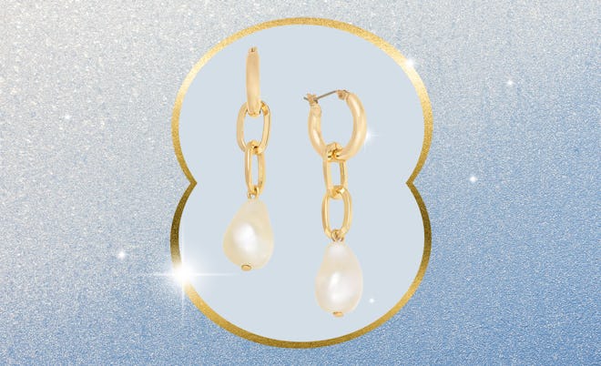 Imitation-Pearl Linear Chain Drop Earrings