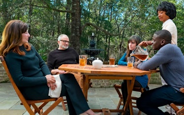 Catherine Keener, Bradley Whitford, Allison Williams, Betty Gabriel, and Daniel Kaluuya in Get Out
