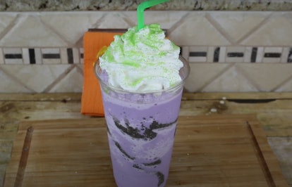 You can make a Starbucks' copycat Witches Brew Frappuccino at home for a Halloween coffee drink. 
