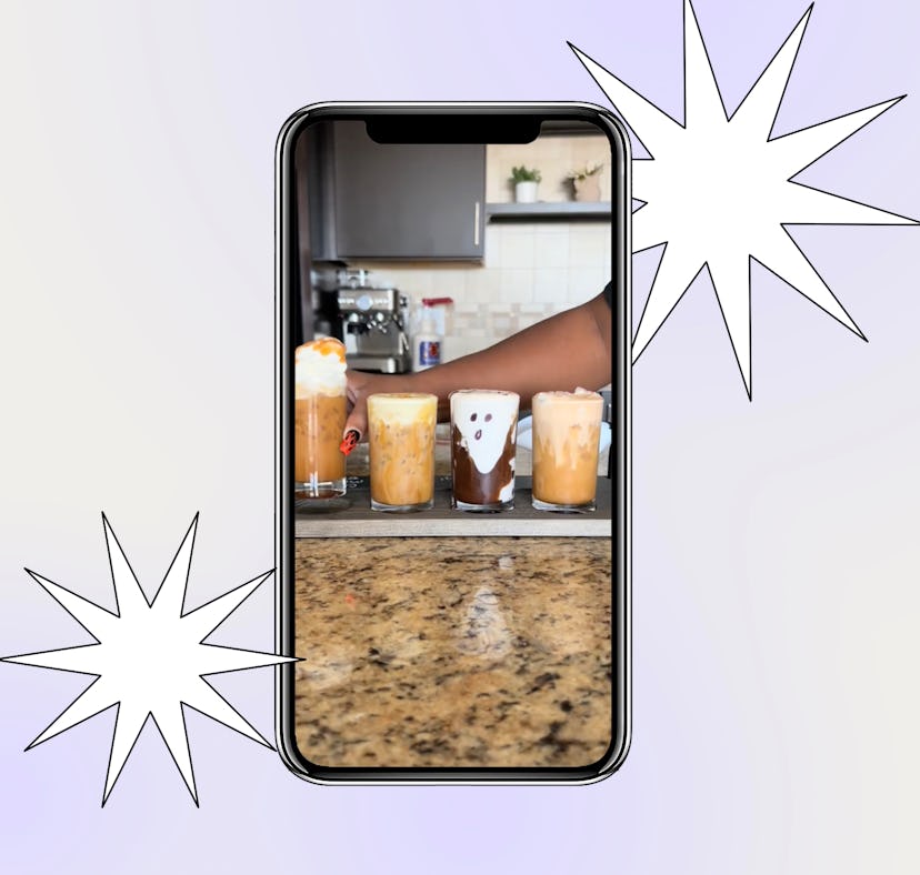 You can find Halloween coffee drink ideas on YouTube and TikTok, like this fall-inspired coffee flig...