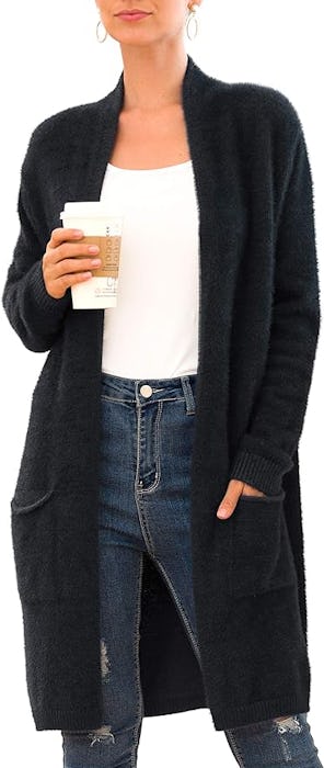 QIXING Open Front Knit Cardigan