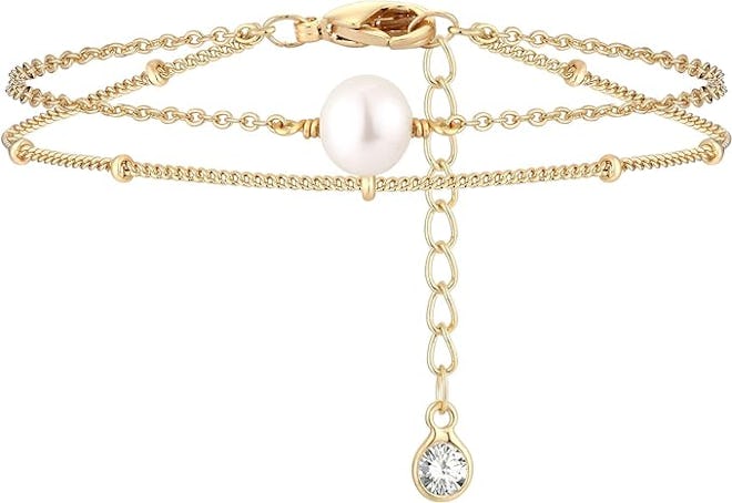 MEVECCO 14K Gold Plated Dainty Layered Chain