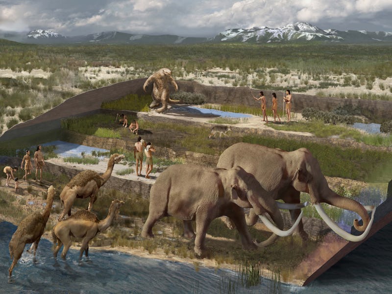 A rendering of megafauna 20,000 years ago.