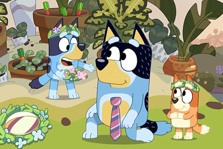 Bandit and the kids in 'Bluey.'