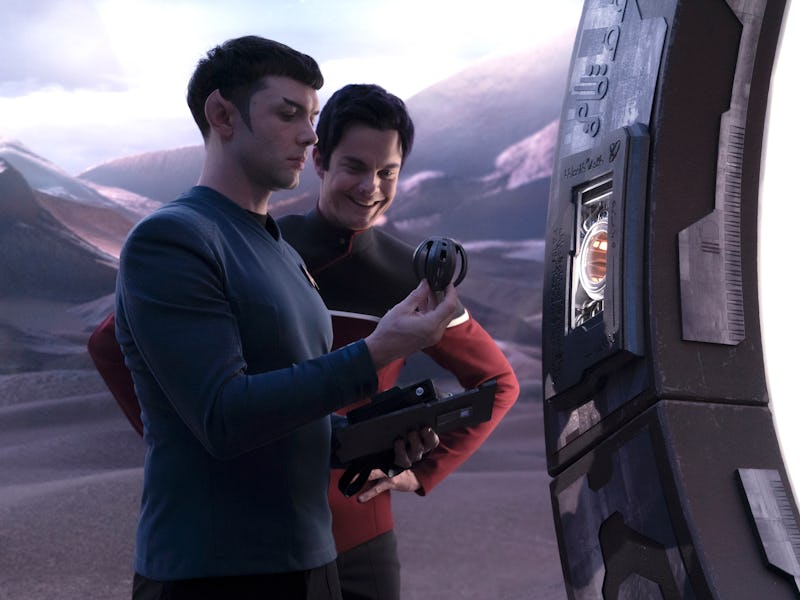 Ethan Peck as Spock and Jack Quaid as Boimler in 'Star Trek: Strange New Worlds.'