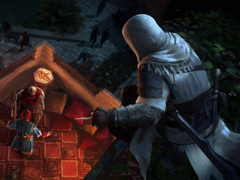 Basim looking over a guard, Assassin's Creed Mirage