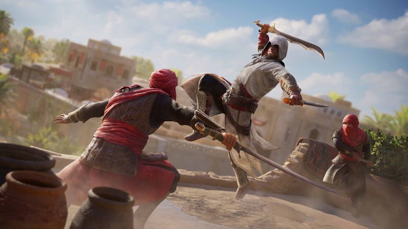 Basim attacks a guard, Assassin's Creed Mirage