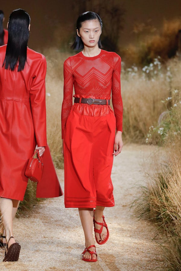 A model walks the runway during the Hermes Ready to Wear Spring/Summer 2024 fashion show as part of …