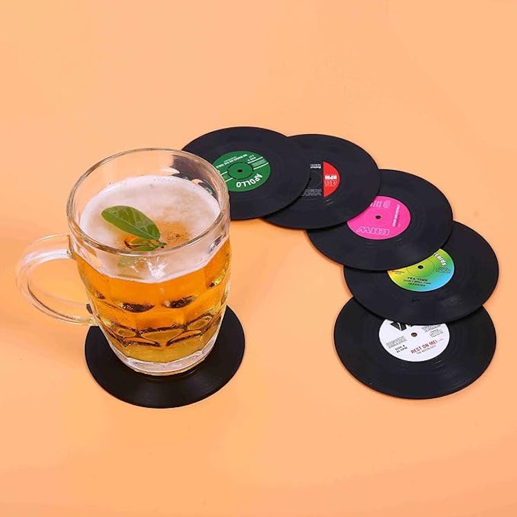 Ankzon Retro Vinyl Coasters (6-Pack)