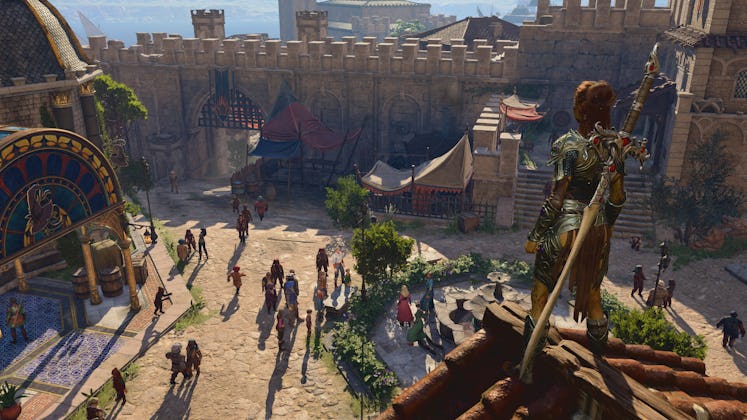 Baldur's Gate 3 screenshot in the city of Baldur's Gate.