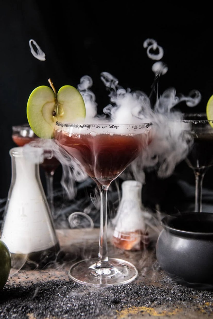 A poison apple martini, a spooky and surprisingly easy Halloween cocktail