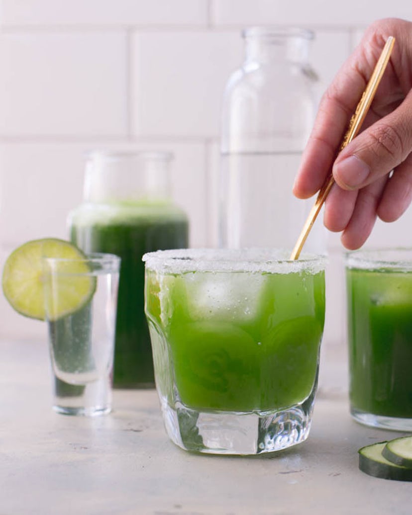 Green margarita that could make for an easy Halloween cocktail
