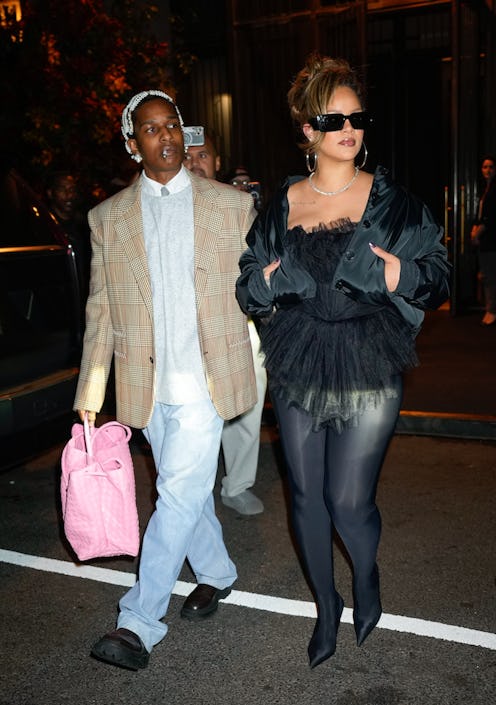 ASAP Rocky and Rihanna are seen leaving Carbone restaurant after celebrating his birthday on October...