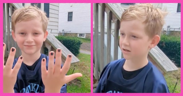 A little boy shut down a parent who criticized his nail polish at football practice.