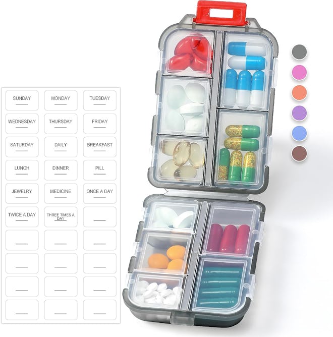 VITEVER Travel Pill Organizer with Labels