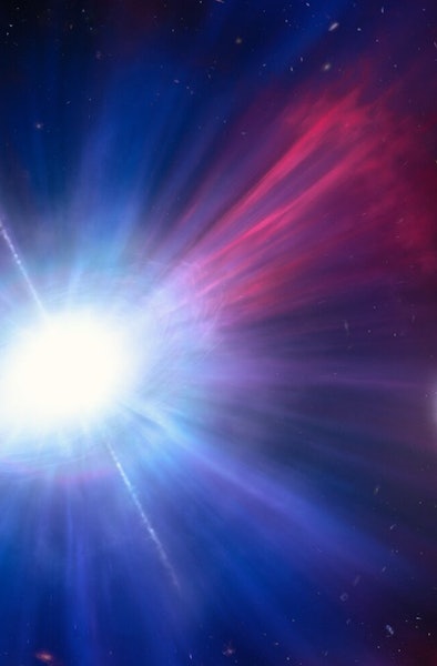 An illustration of one of brightest explosions ever seen in space. Called a Luminous Fast Blue Optic...